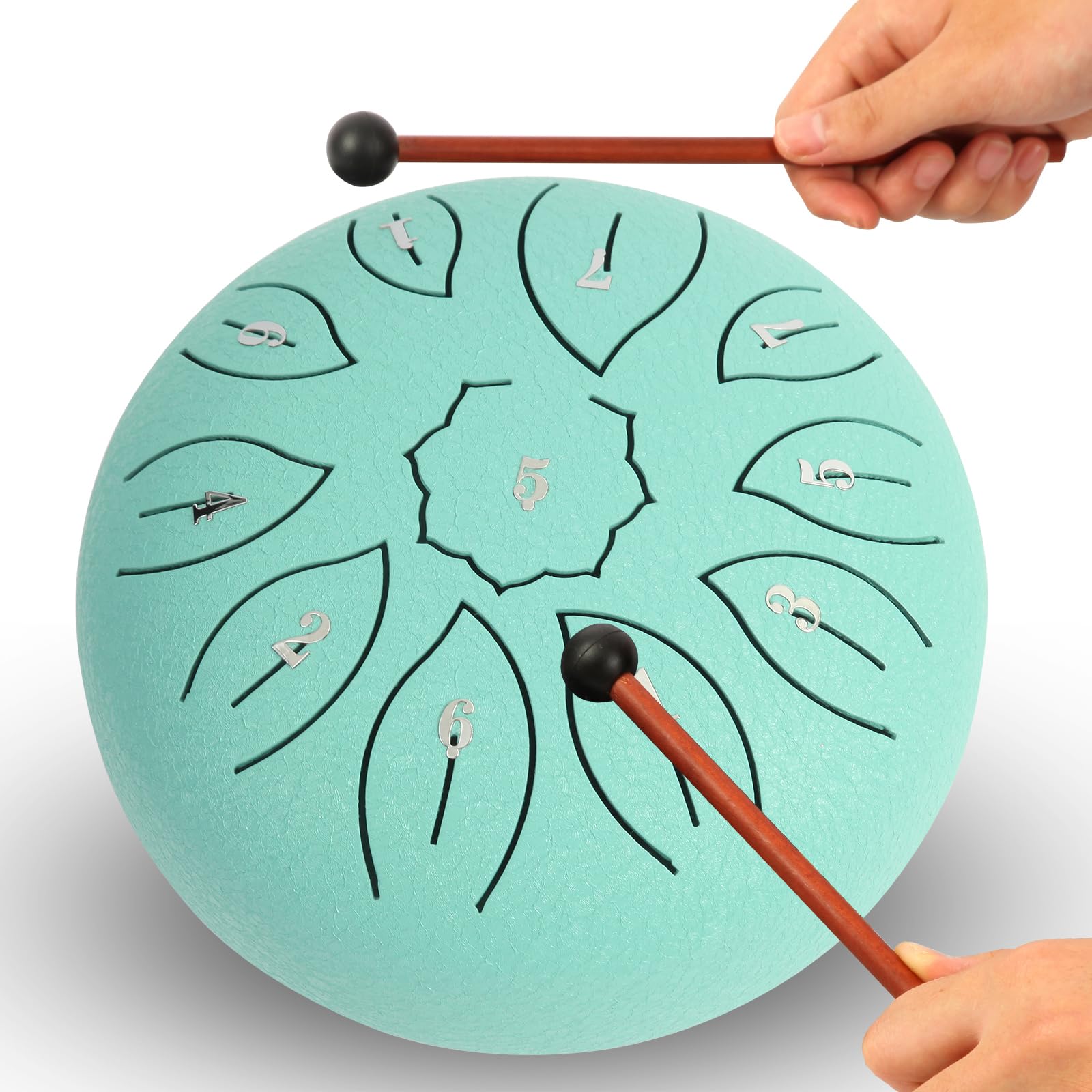 Steel Tongue Drum - 6 Inch 11 Notes, C Major, 440 Hz - Rain Drum with Music Book