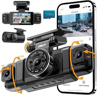 IIWEY N5 4 Channel Dash Cam for Cars, 360° View 2K Front 1080P Rear Inside | Includes 128GB Card, 5G WiFi & APP Control, IR Night Vision, G-Sensor, 24 Hours Parking Mode