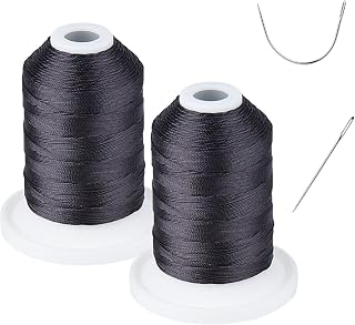 UV Resistant - Simthread Heavy Duty Outdoor Thread for Sewing Black | Works well both by hand and by machine, 100% Polyester Bonded Thread Tex 69 (12wt) - 250 Yards 2 Spools