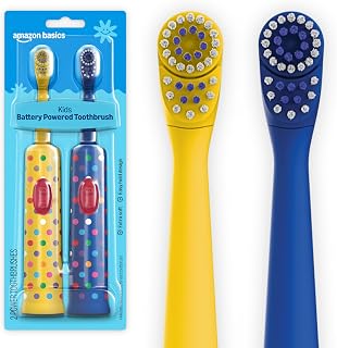 Amazon Basics Kids Battery Powered Toothbrush, 2 Count, 1 Pack, Packaging May Vary
