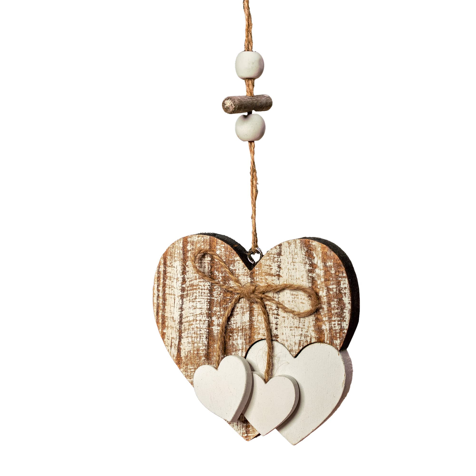 Sun&Beam Handmade Pine Heart Hanging Decoration, Layered Rustic Design #1 | Laye