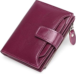 SENDEFN Women's Genuine Leather Wallet Small Cute Coin Purse with Zip 14