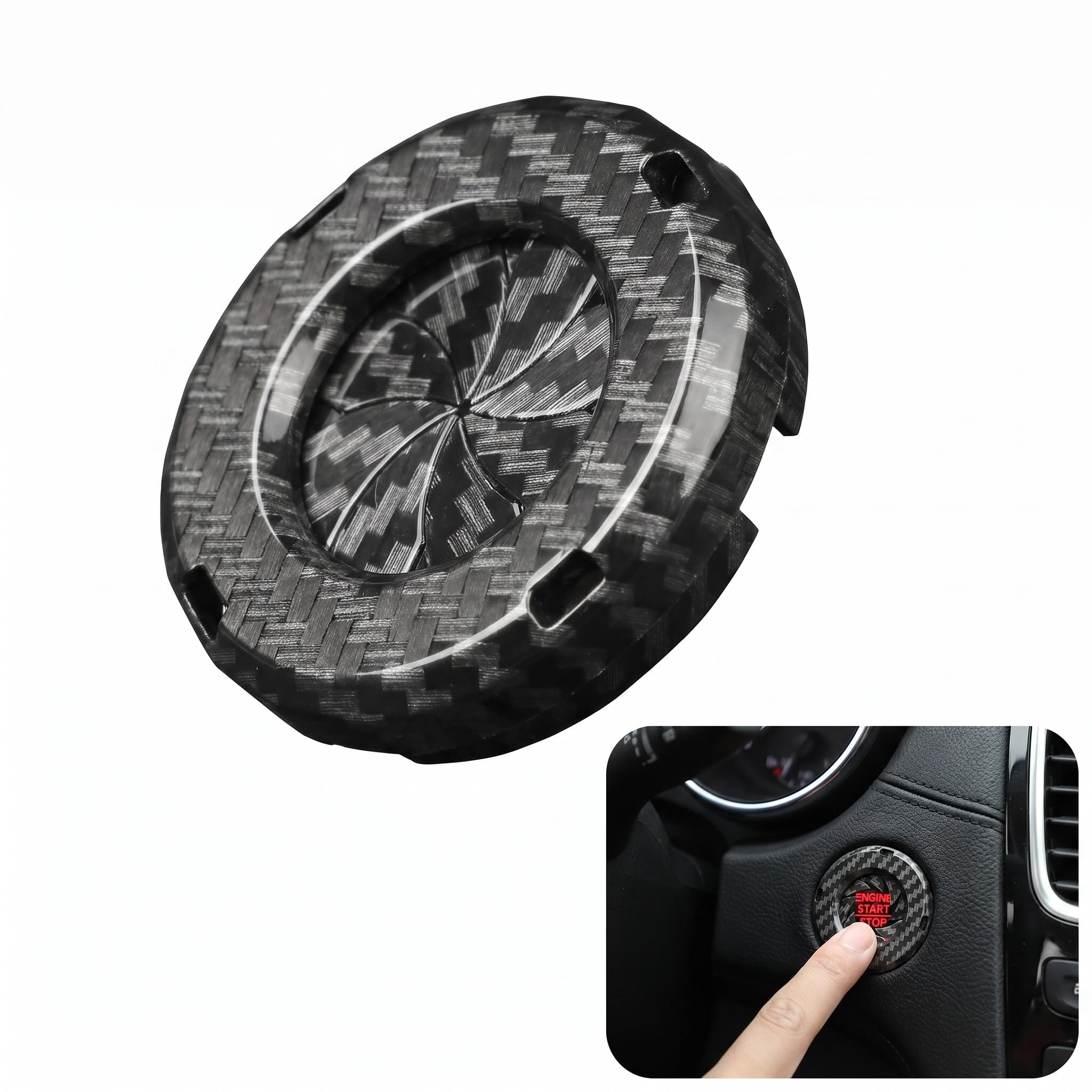 Gkea Car Engine Start Stop Button Cover, Rotatable Flip Push to Start Ignition S