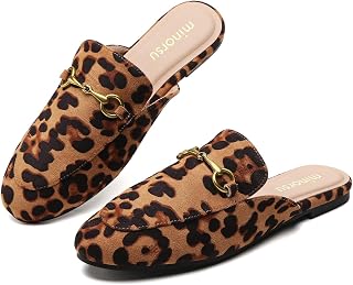 Minorsu Buckle Mules for Women Flats Loafers Shoes for Work Office Business