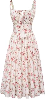 Scarlet Darkness Women's Floral Corset Dress with Pockets for Summer Spring