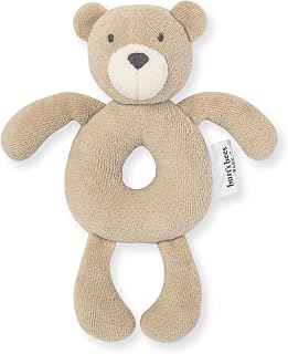 Burt's Bees Baby Unisex Infant Rattle Toy, Nursery Sensory Animal Plush Made with 100% Organic Cotton Shell and Polyester Fill, Sweet Bear, Bunny, or Dog Stuffed Animals for Babies