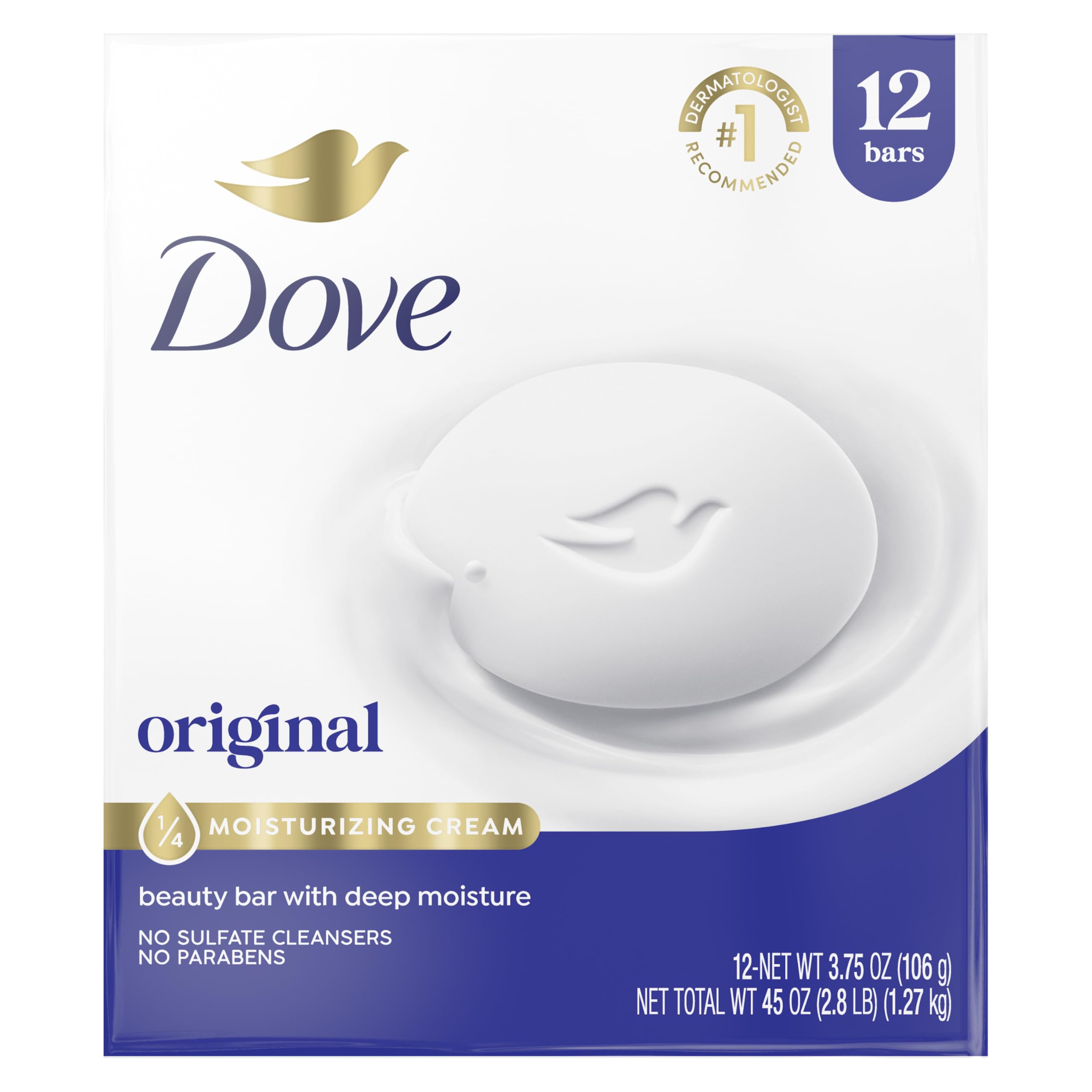 Dove Beauty Bar Soap Original 8 Count for Soft, Smooth Skin, with 1/4 Moisturizi