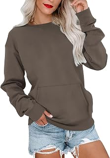 MISFAY Women's Oversized Crewneck Sweatshirt Long Sleeves Top with Pocket
