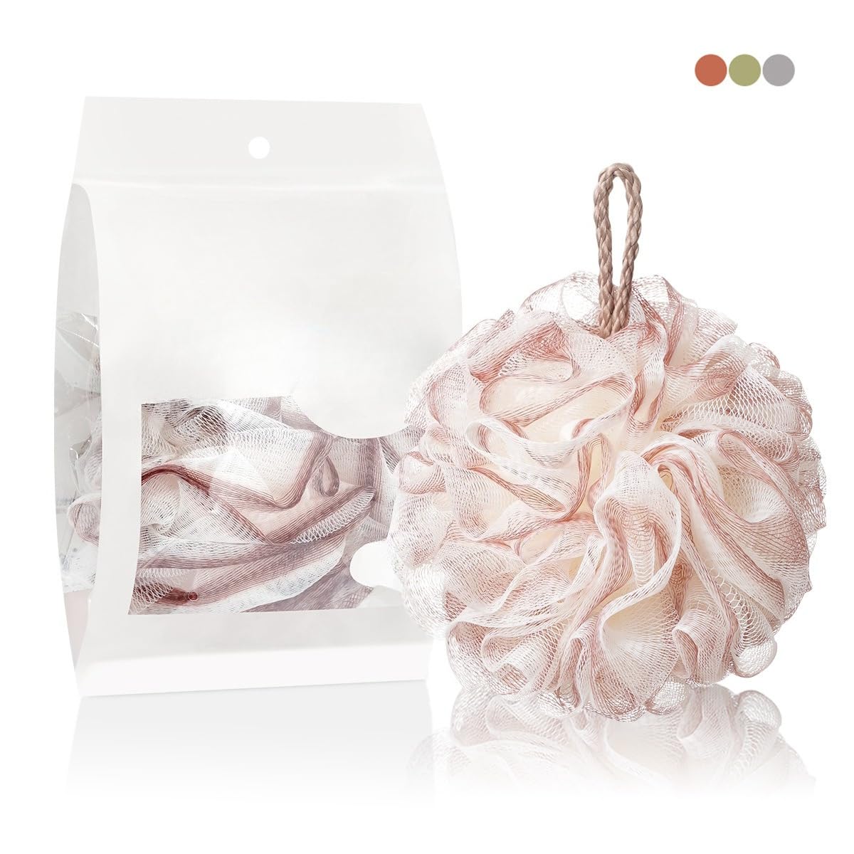 Large Bath Sponge, Heavy Duty Shower Loofah with Hanging Ring, Gentle Body Exfol