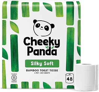The Cheeky Panda Bamboo Toilet Paper 3-Ply Bulk Pack | 48 Rolls x 200 Sheets | Toilet Paper Plastic-Free Packed | Eco Toilet Paper