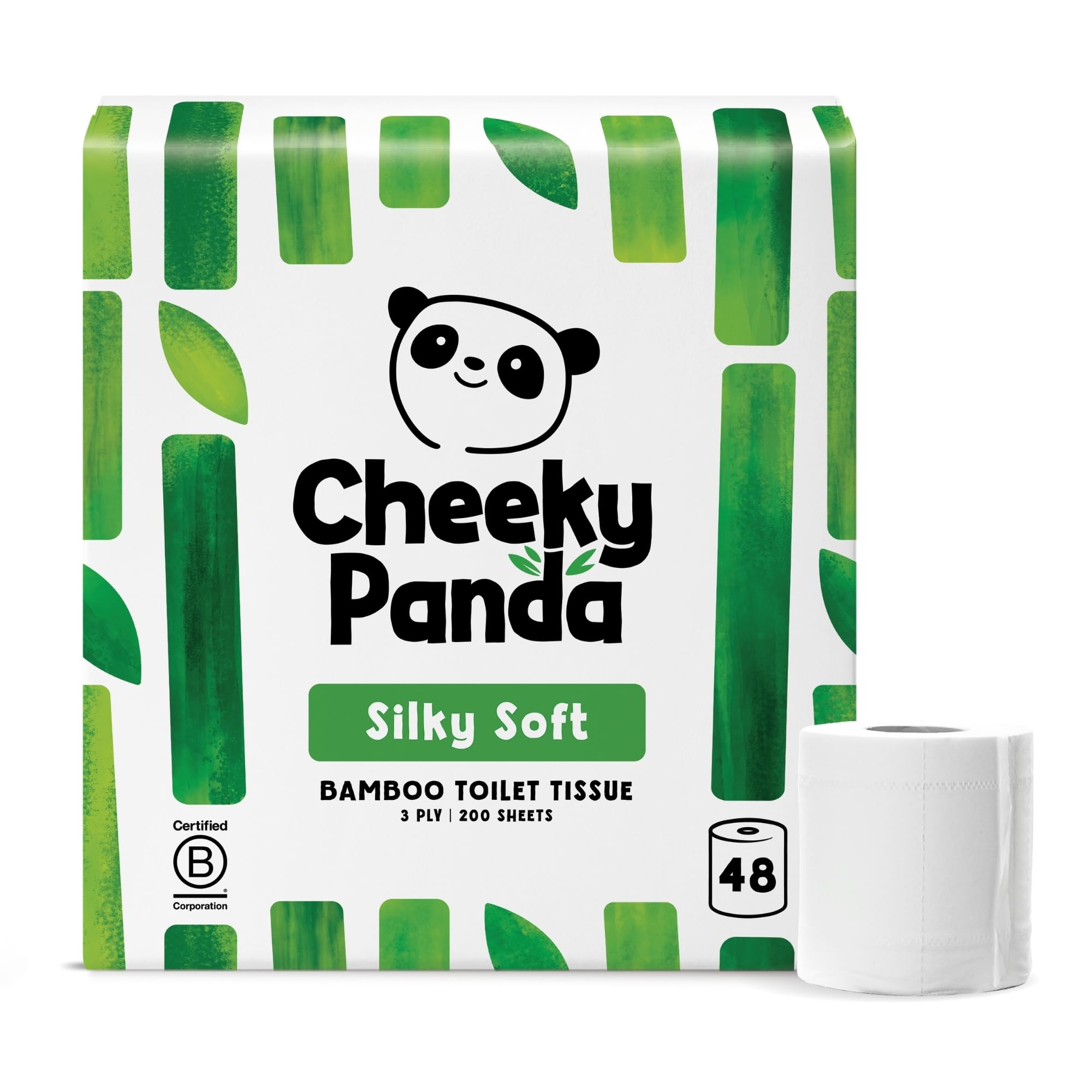 The Cheeky Panda Bamboo Toilet Paper 3-Ply Bulk Pack | 48 Rolls x 200 Sheets | T