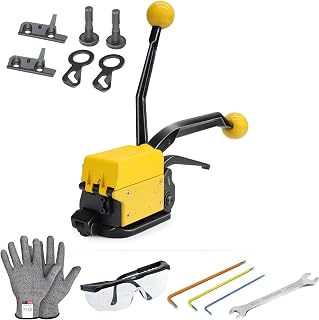 NVOYAJUAN Packaging Metal Steel Strapping Banding Tool Machine for Steel Strap Integrates Functions of Tensioner Crimper and Cutter Sealless Combination (A333-5/8")
