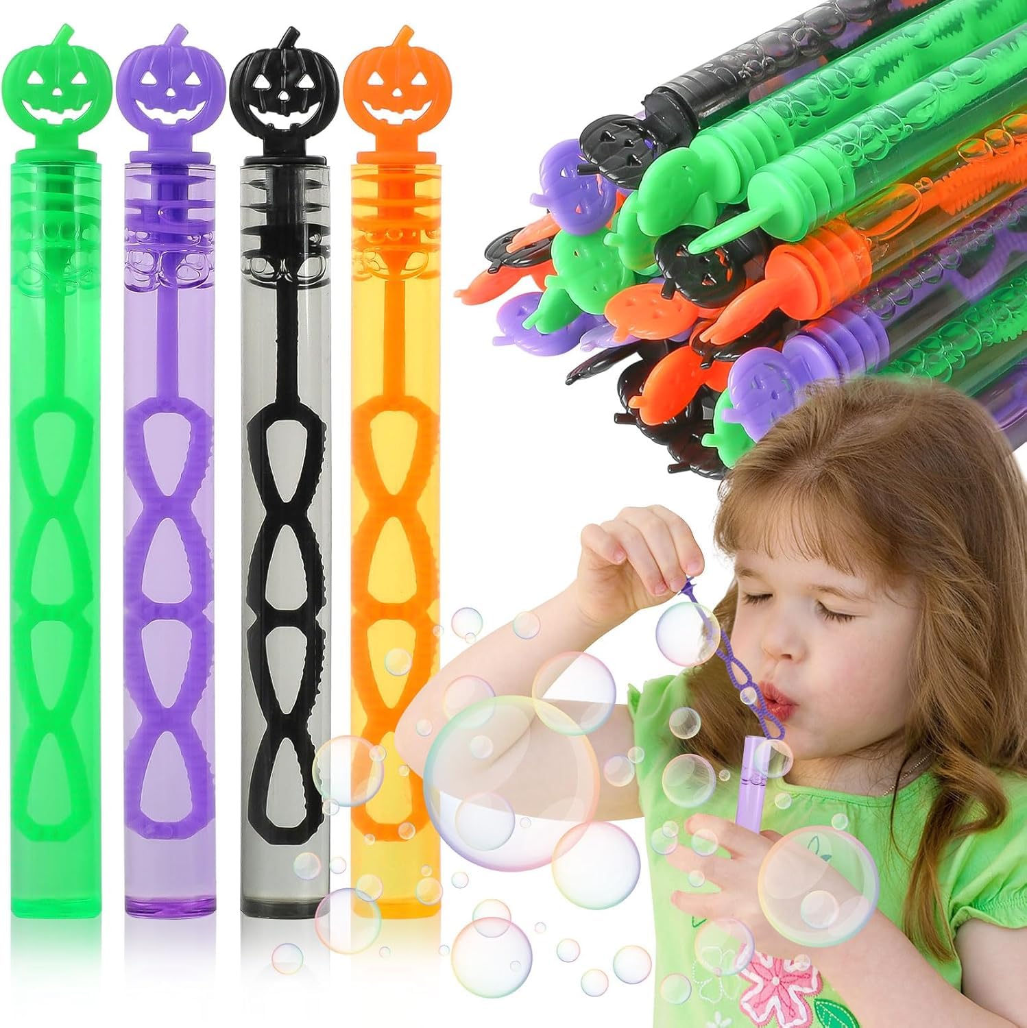 CCINEE Mini Halloween Bubble Wand,16pcs Pumpkin Bubble Wands Party Favor for Kid