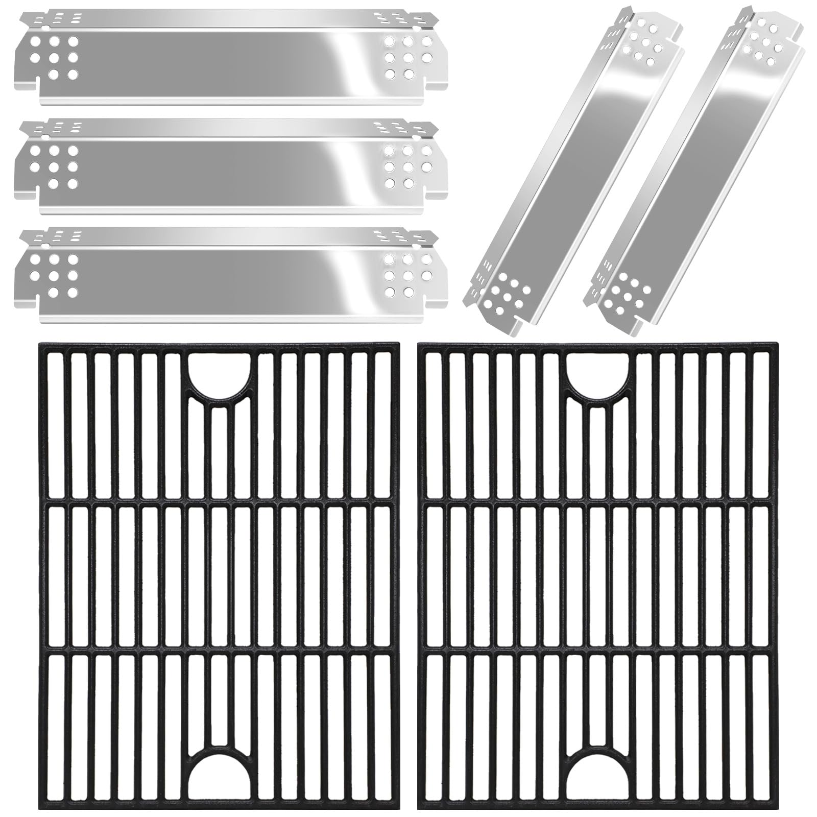 Hiorucet BBQ 17" Heavy Duty Cast Iron Cooking Grate & Stainless Steel Heat Plate