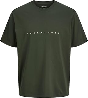 JACK & JONES JJESTAR Short Sleeve T-Shirt with Logo Printed Basic T-Shirt Crew Neck Short Sleeve T-Shirt Plus Size Oversized