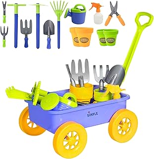 Dimple Garden Wagon & Tools Toy Set, Kids Gardening Set, Sturdy & Durable | 15 Pcs Outdoor Toys for Toddlers, Sand Toys - Top Yd, Beach, Sand, Garden Play Set for Kids & Toddler Gardening Tools
