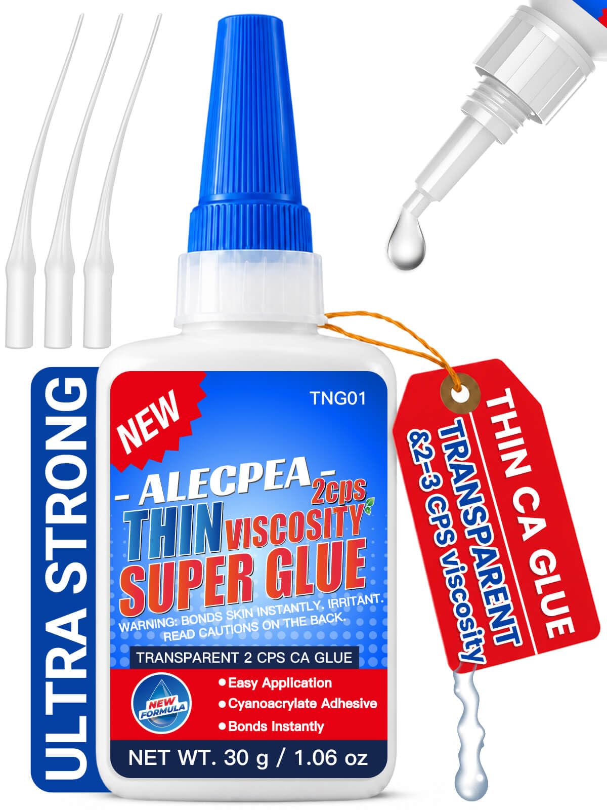 ALECPEA Thin CA Glue, 30g, for Woodworking and Models | 2–3 cps clear formula wi
