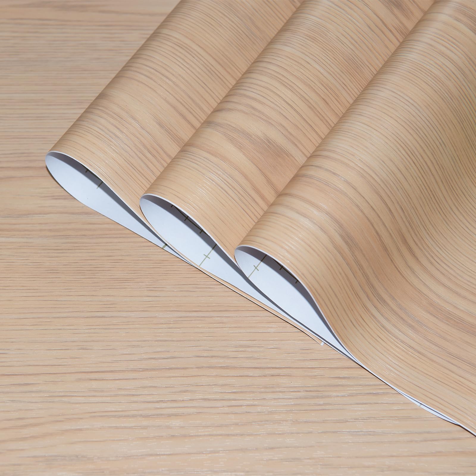 TOTIO Light Brown Wood Grain Contact Paper Oak Texture Wallpaper Peel and Stick 
