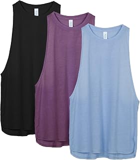 icyzone Sports Top, Women's Loose Breathable Fitness Shirt, Muscle Tank Top, Sports Tops, Pack of 3