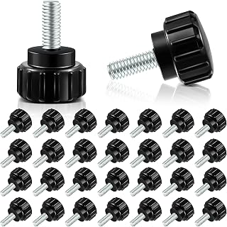 Hotop M4 x 10 mm Threaded Knurled Thumb Screws for Monitor Mounts, 30 Pcs | Black Carbon Steel Clamping Knobs with Threaded Thumb Screw Design for Monitor Mounts
