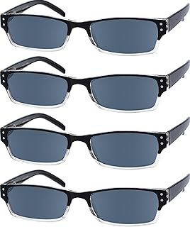 eyekepper 4 Pairs Classic Reading Glasses for Women Men Rectangular with Spring Hinges
