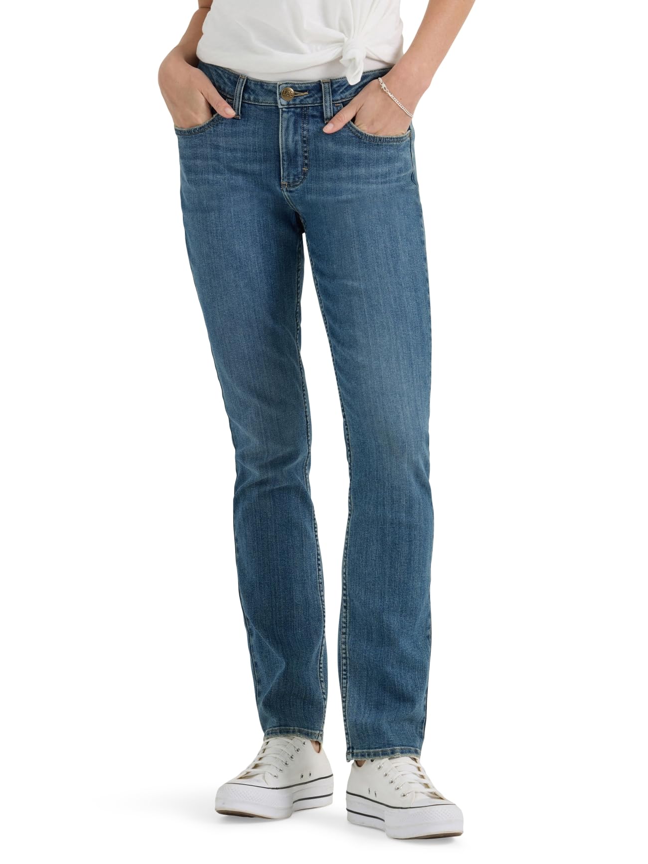 Lee Legendary Women's Plus Size Mid Waist Straight Leg Jeans