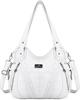 Angel Kiss Handbag with Crossbody Strap, Women's Tote-Hobo Shoulder Bag, White, 13.84.711.8 Inches