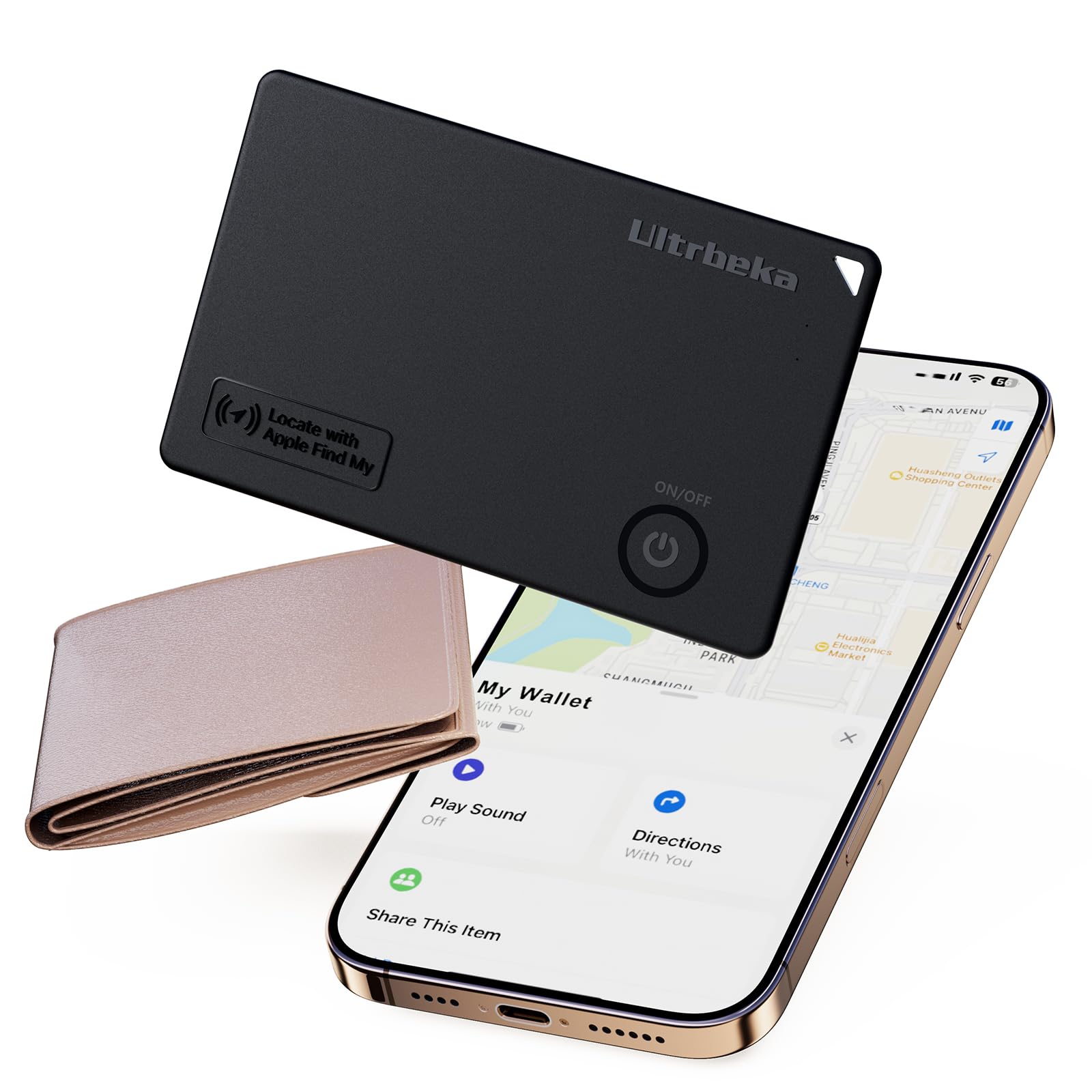 Ultra-Thin MFi Certified Wallet Tracker Compatible with Apple Find My | Wireless