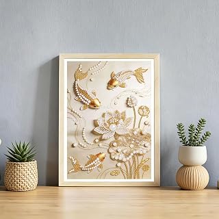 Goldfish Diamond Pearl Painting Kits for Adults, Special-Shaped Lotus Diamond Art Pearl Painting Kits for Beginner Diamond Art Paintings Gem Art Kits Diamond Dots Kits 12x16 Inch