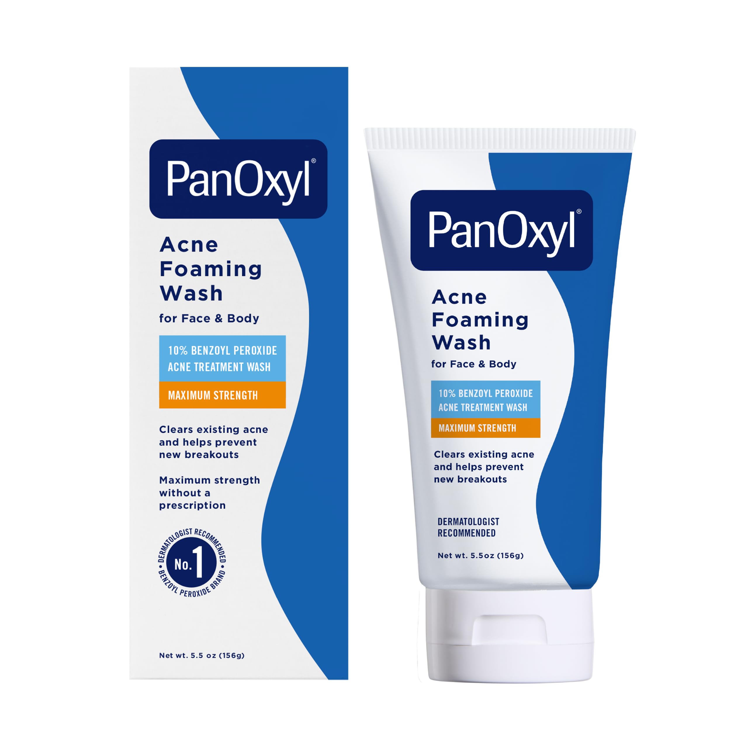 PanOxyl Acne Foaming Wash, 10% Benzoyl Peroxide, For Face &amp; Body, 5.5 oz | M