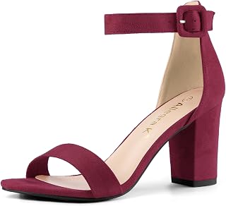 Allegra K Women’s Sandals, Open Toe Pumps, Chunky Block Heel, Ankle Strap