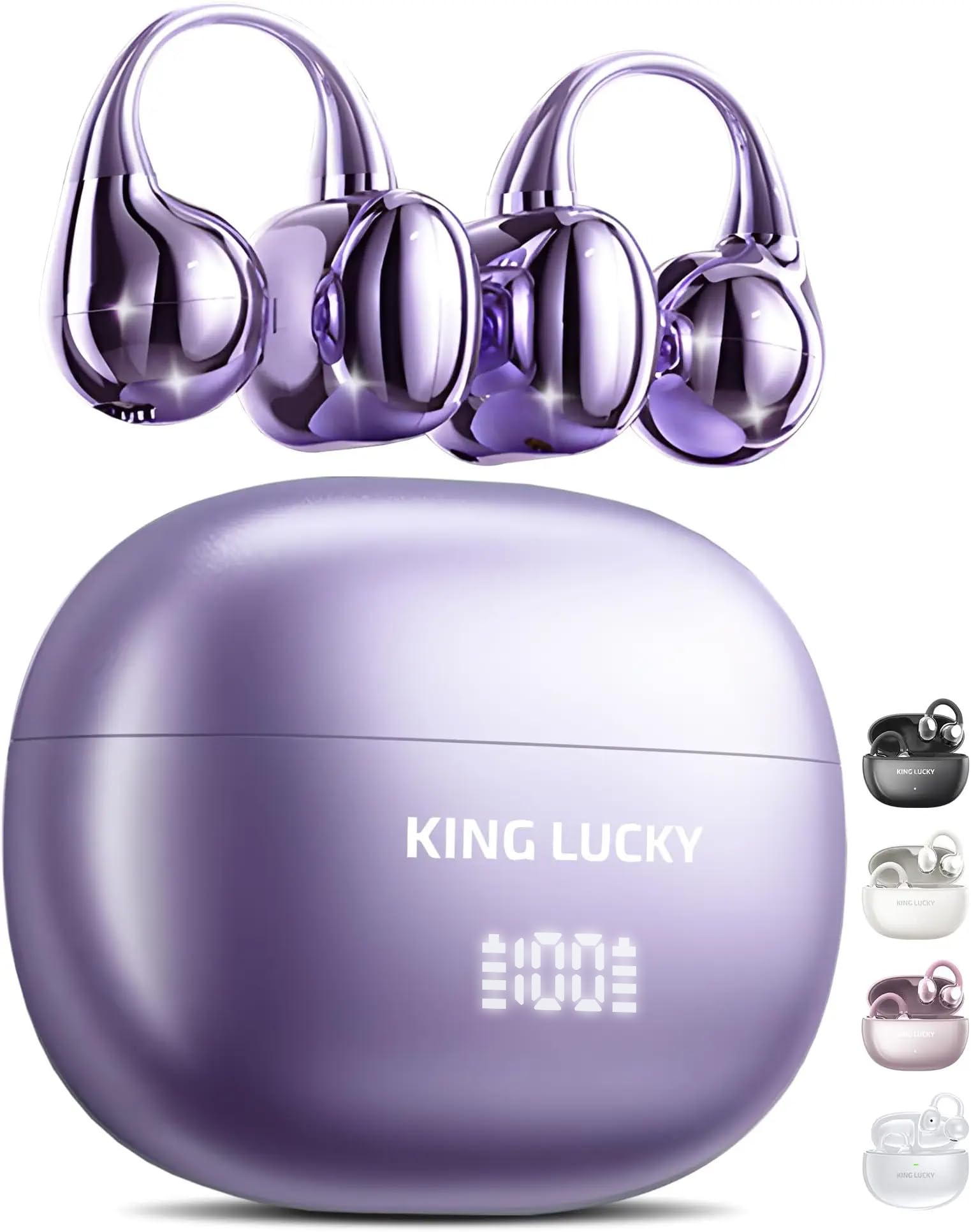 Kinglucky Clip-On Earbuds Gen 3, Open-Ear Wireless Bluetooth 6.0 Headphones with