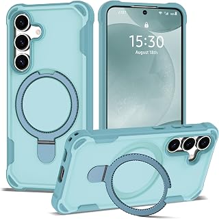 Designed for Samsung Galaxy S24 & S25 Case 6.2'' with Magnetic Ring Stand [Military Drop Protection][Compatible with MagSafe] Shockproof S24 & S25 Phone Case for Men Wowen,Blue