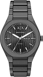 Armani Exchange Men's Stainless Steel Watch with Date, Three Hands, Case Size 46 mm