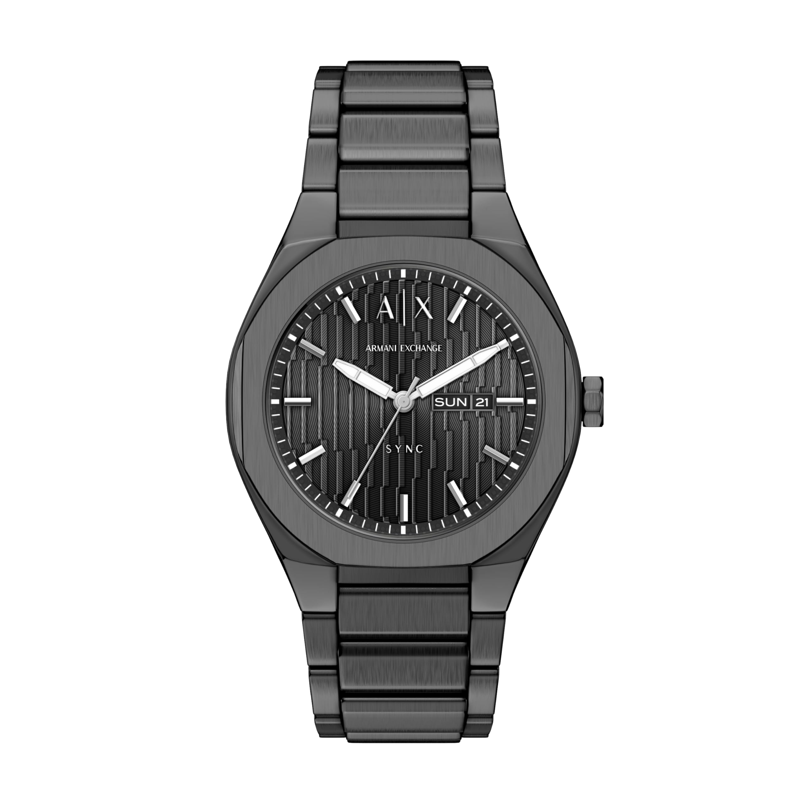 Armani Exchange Men's Stainless Steel Watch with Date, Three Hands, Case Size 46