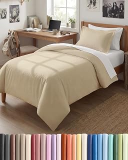 Twin/Twin XL Duvet Cover Set, Extra Soft Duvet Cover 68x90 Inch, 1 Pillow Sham, Zipper Ties, Easy Care Non Fade Comfortable Breathable Wheat