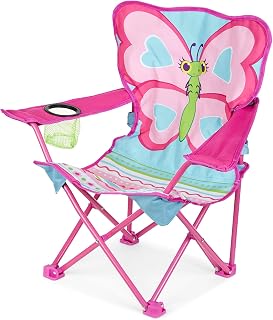 Melissa & Doug Sunny Patch Cutie Pie Butterfly Folding Chair | 1 Child-Sized Folding Chair, Cup Holder, Matching Storage Bag with Carry Handle, Outdoor and Camping Toys for Kids, Ages 3+