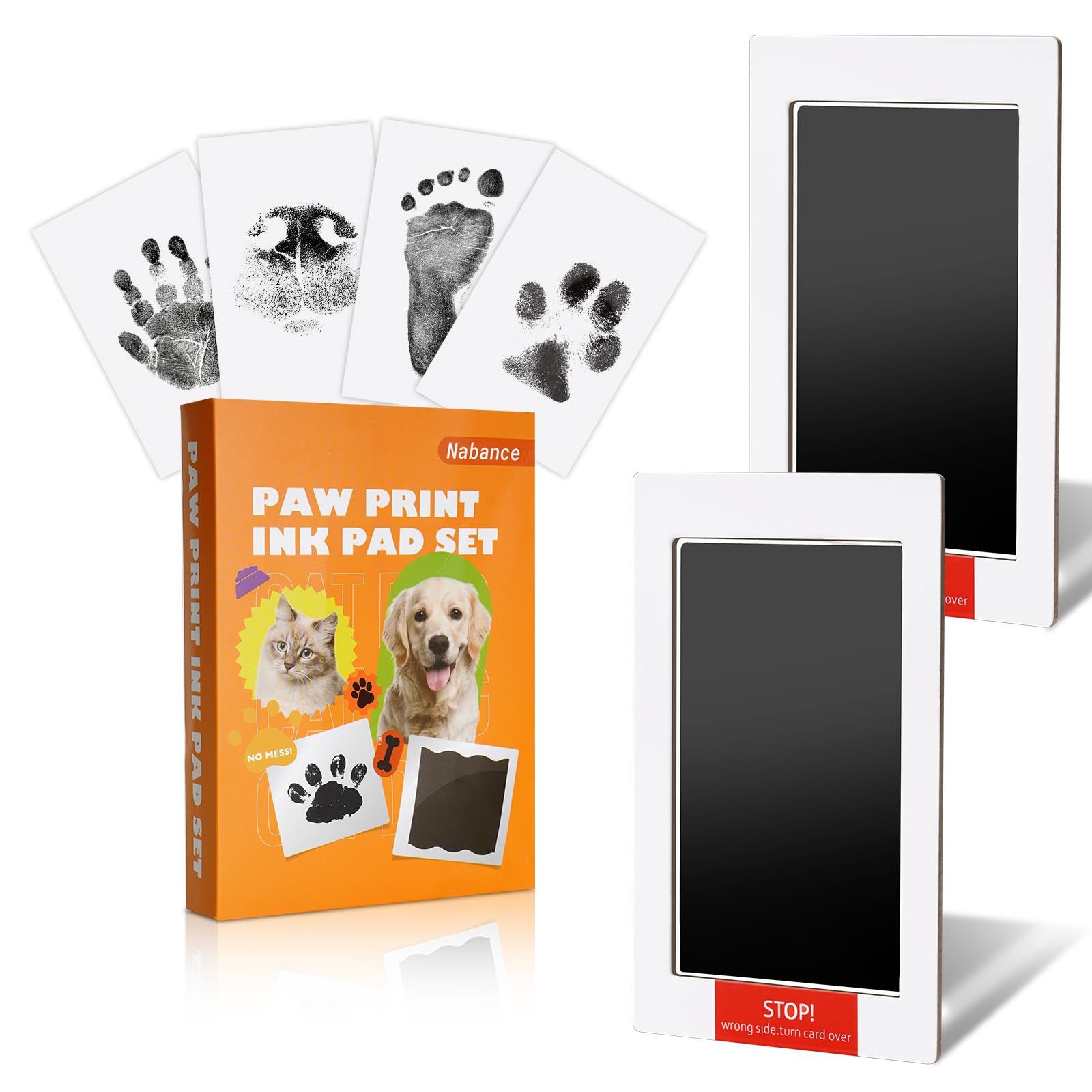 Nabance Paw Print Kit for Dogs & Cats, Inkless Pet Paw & Nose Print, 2 Pack | 4 