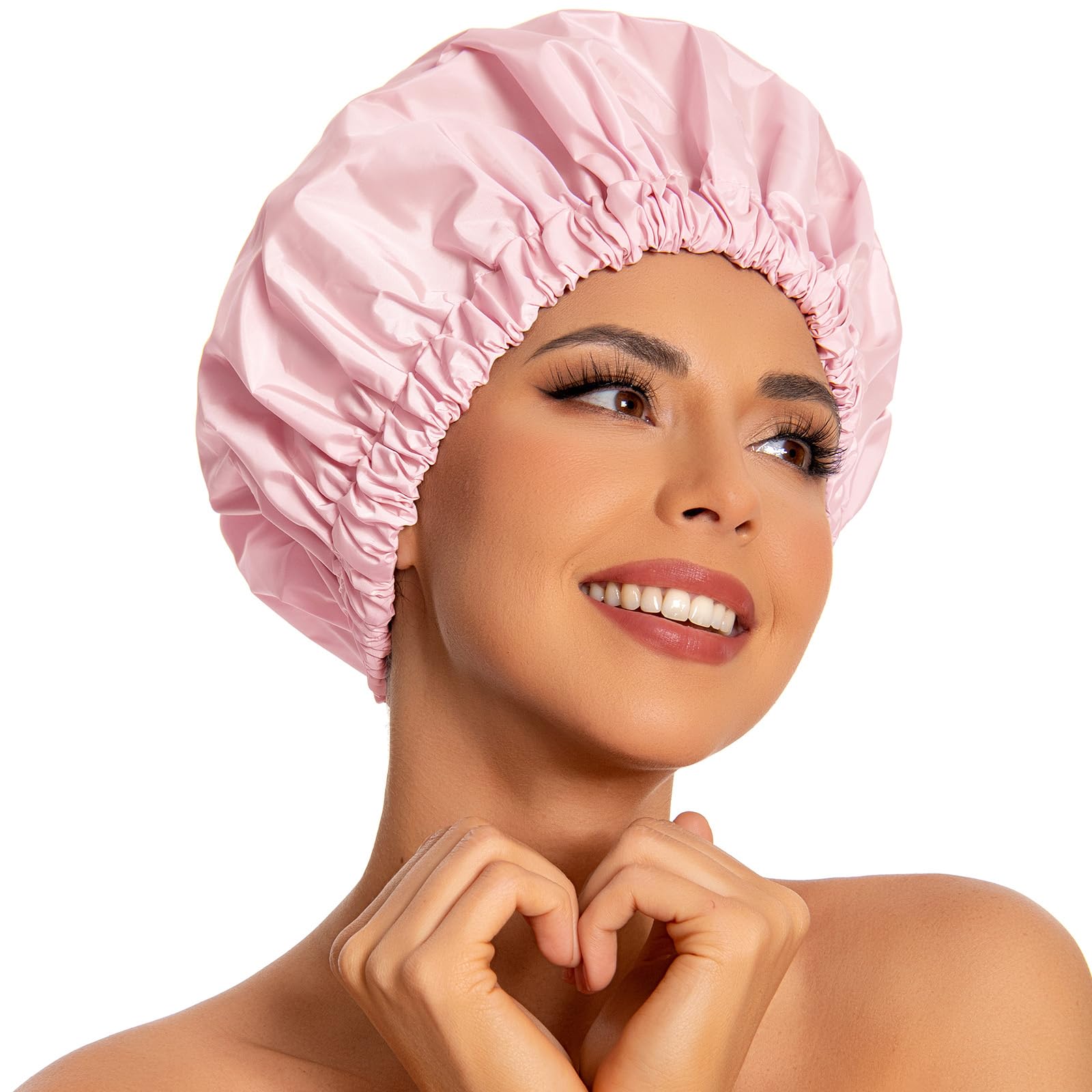 Edoneery Shower Caps for Women Reusable Waterproof, Shower Hair Cap | Washable B