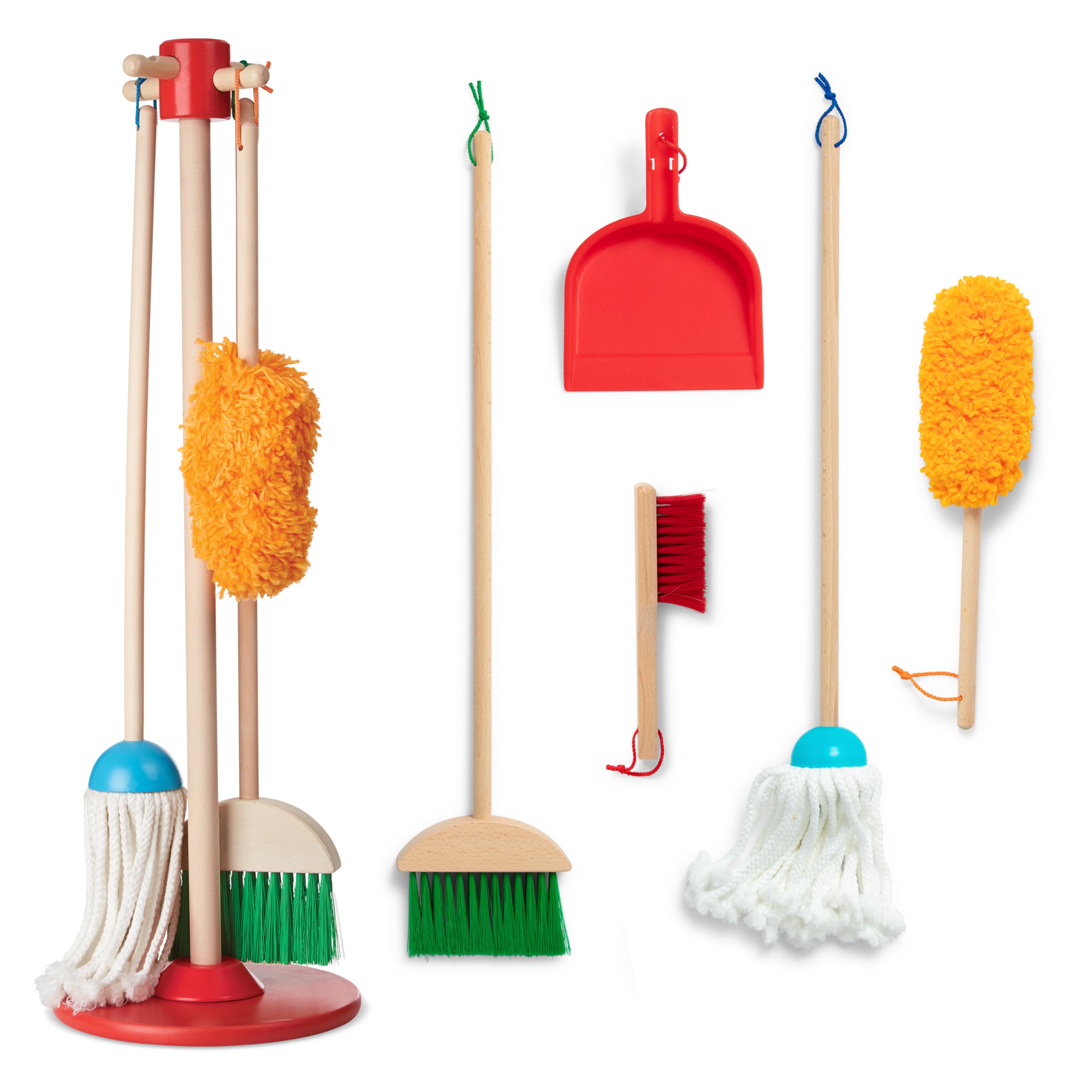 Melissa & Doug Dust Sweep Mop 6-Piece Wooden Cleaning Toy Set | 6 Pcs, Cleaning 