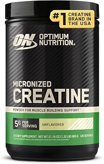 Optimum Nutrition Creatine Monohydrate Powder, Unflavored, 120 Servings | 5g Micronized Creatine Monohydrate Powder Per Serving, Supports Muscle Strength & Power, Easy Mixing, Banned Substance Tested