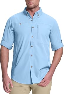 33,000ft Men's UPF 50+ UV Protection Long Sleeve Hiking Shirts Breathable Quick Dry Fishing Shirts for Safari, Outdoor