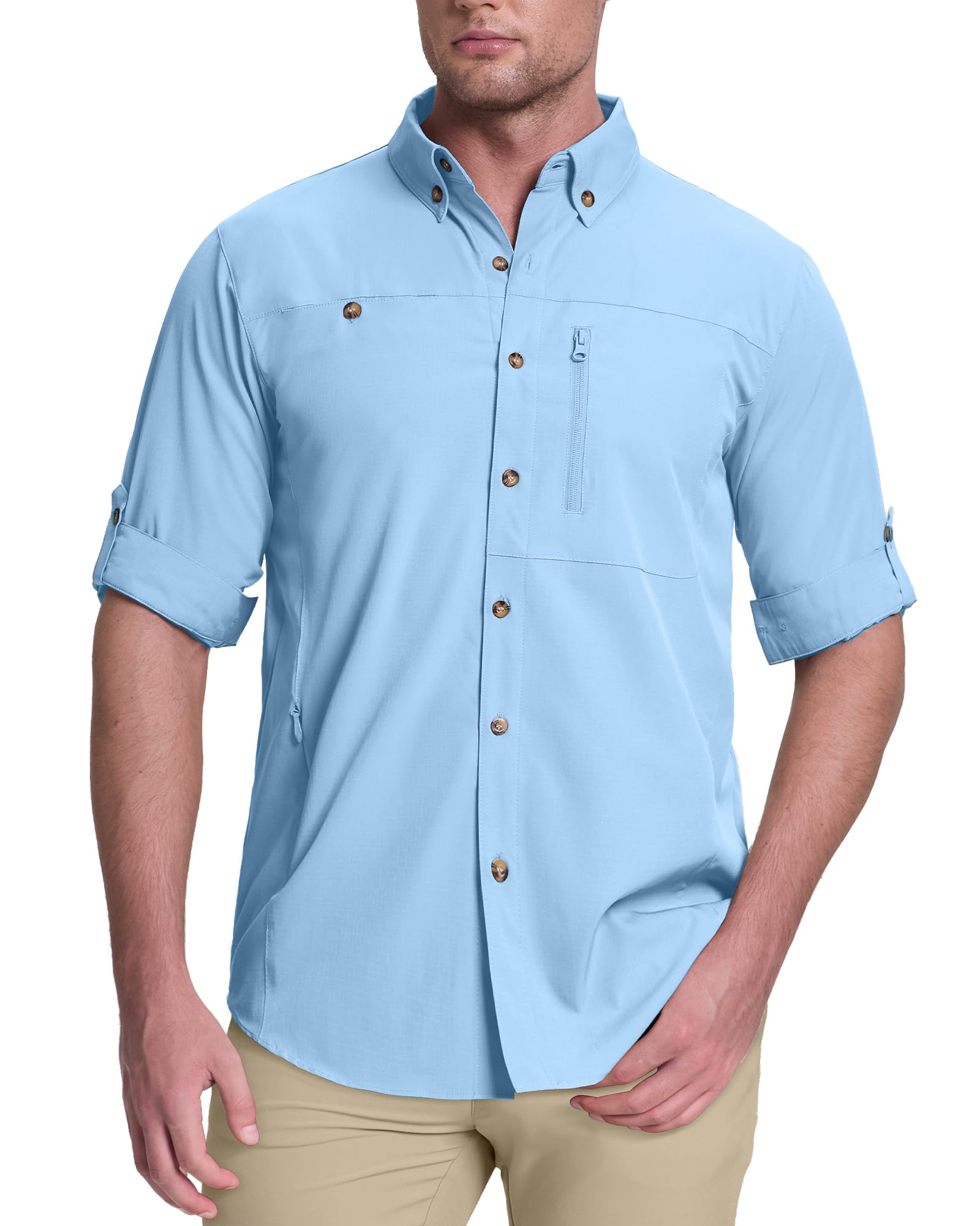33,000ft Men's UPF 50+ UV Protection Long Sleeve Hiking Shirts Breathable Quick 
