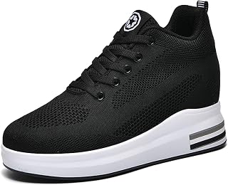 AONEGOLD Women's Wedge Sneakers Sports Gym Fitness Breathable Sneakers 8.5 cm