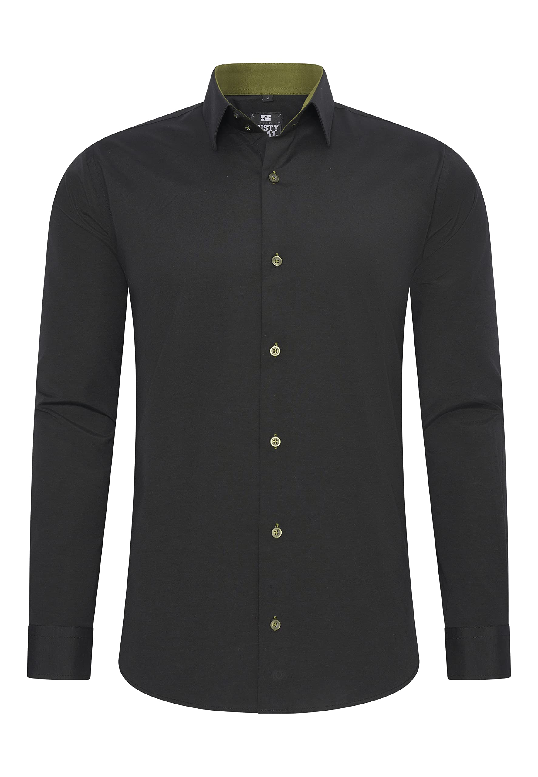 Rusty Neal Men's High Quality Slim Fit Long Sleeve Stretch Contrast Shirt Leisur