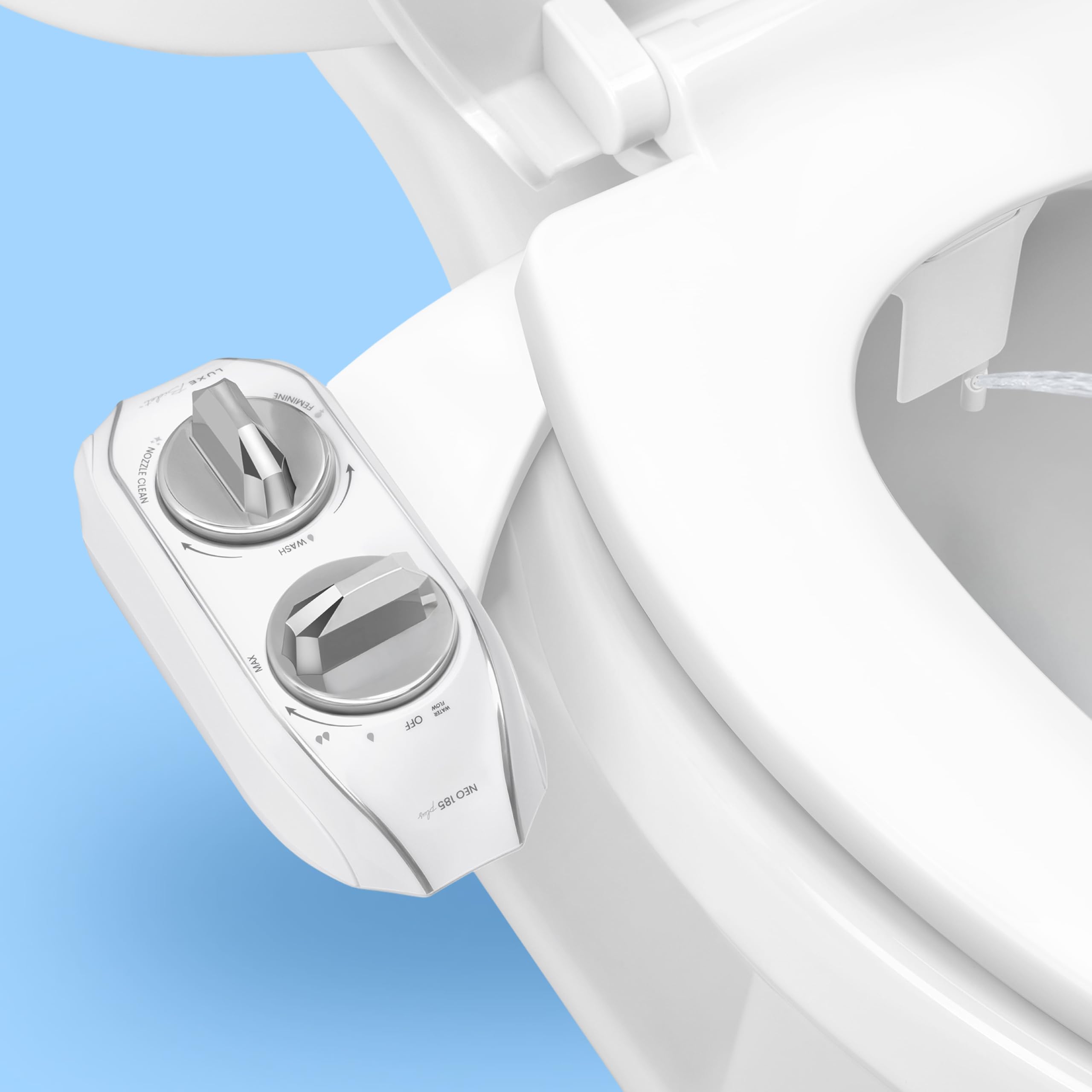 LUXE Bidet NEO 185 PLUS - Patented Bidet Attachment for Toilet, Chrome | Non-Ele