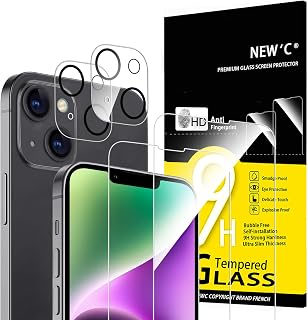 NEW'C for iPhone 14 Screen Protector + Camera Lens Protector