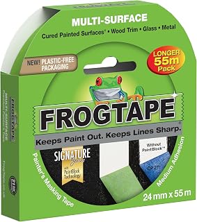 Frog Tape Green Multi Surface Painters Masking Tape, Indoor Painting and Decorating For Sharp Lines and No Paint Bleed 24mm x 55m