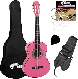 Tiger CLG4-PK 3/4 Size Classical Guitar Pack - Pink | Beginners Package with Accessories