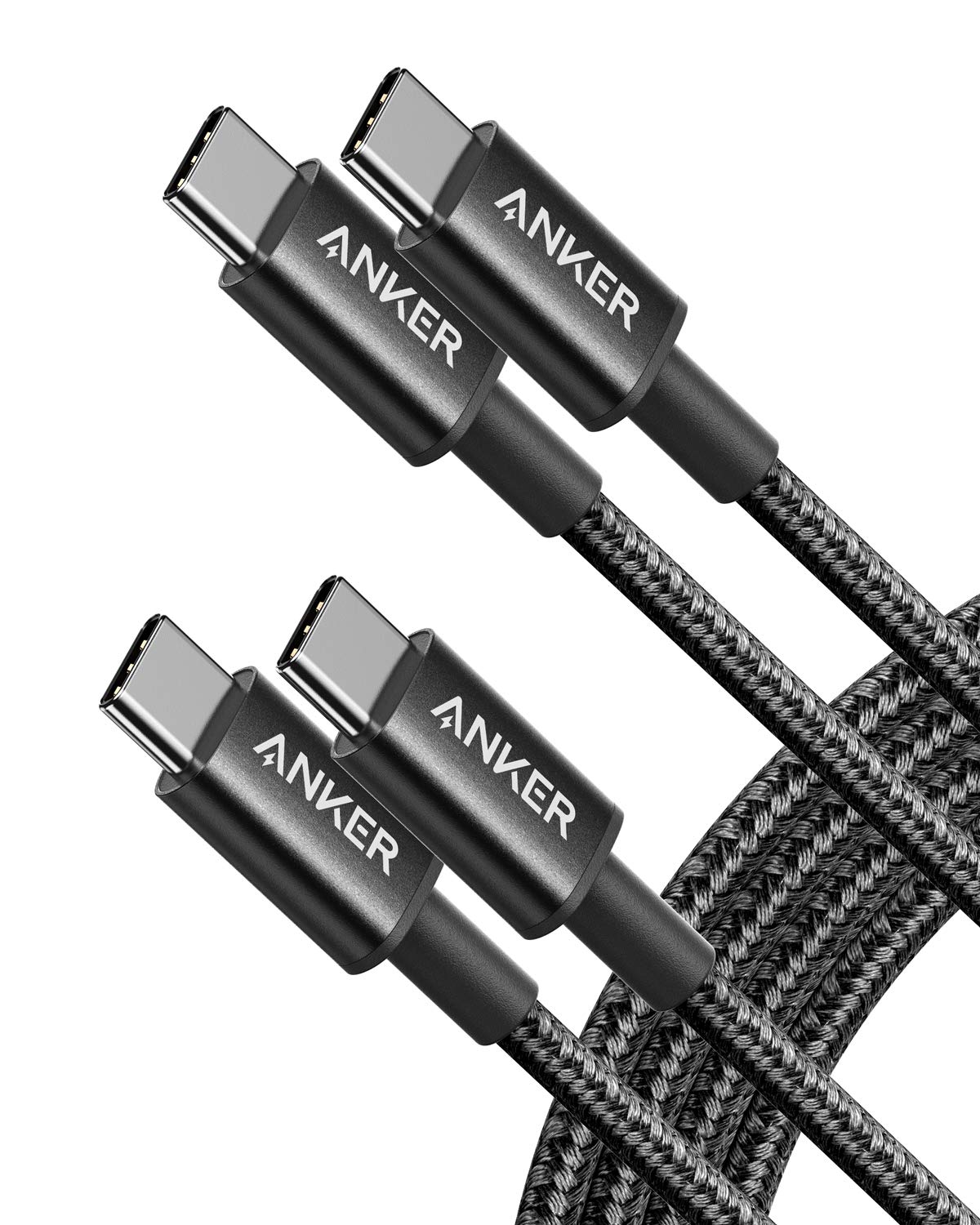 Anker USB C to USB C Cable, 60W Fast Charging Cable (2-Pack, 6 ft, Black) | For 